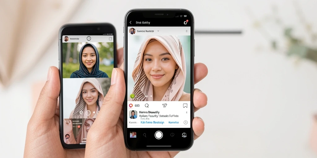 Tampilan antarmuka aplikasi 66D yang modern dan fungsi Kamera Beautify yang hebat.