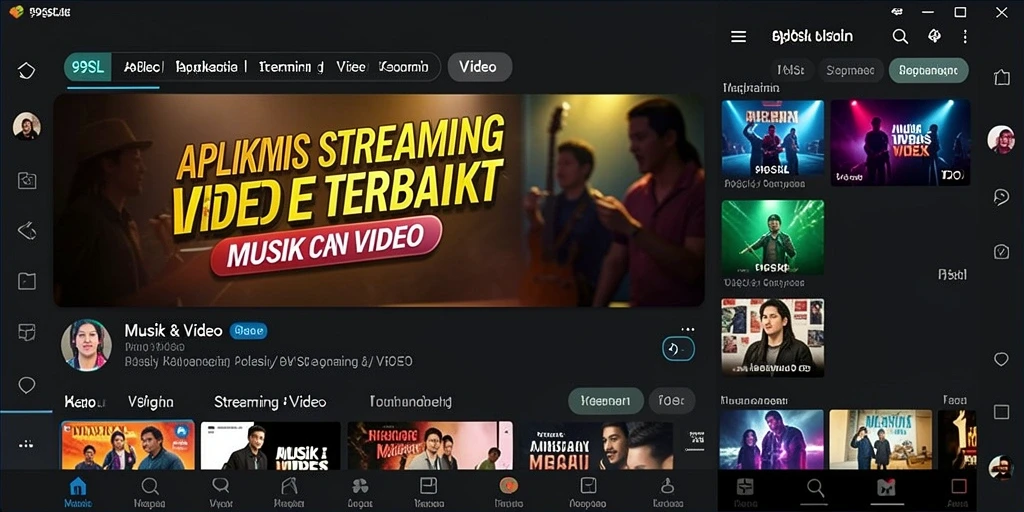 Antarmuka aplikasi 99SL yang menarik dan fungsional untuk Streaming Video.