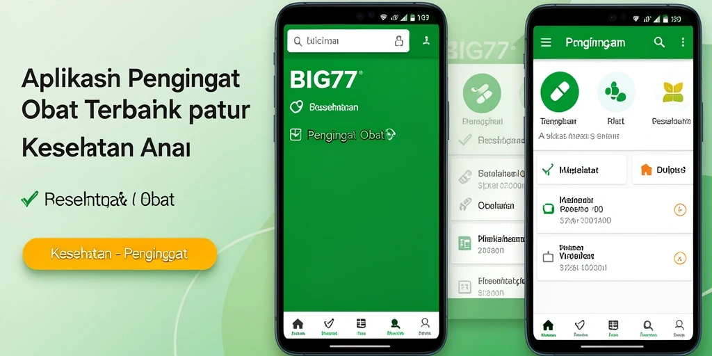 Antarmuka aplikasi BIG77 yang sederhana dan efisien untuk pengingat obat.