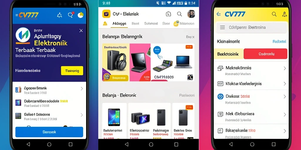 Antarmuka CV777 menampilkan berbagai produk elektronik dengan jelas dan menarik.