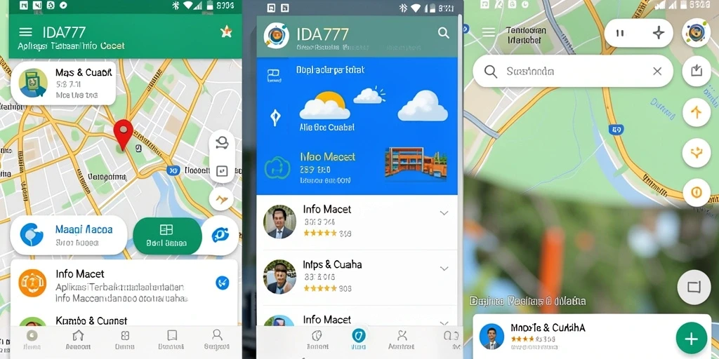 Antarmuka IDA777 yang menampilkan informasi cuaca dan lalu lintas terkini.
