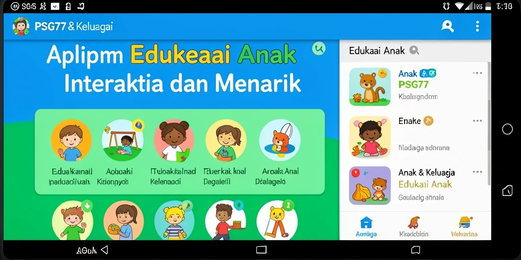 Antarmuka interaktif dari aplikasi edukasi anak PSG77.
