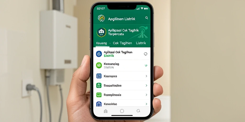 Tampilan antarmuka aplikasi SD107 untuk cek tagihan listrik.