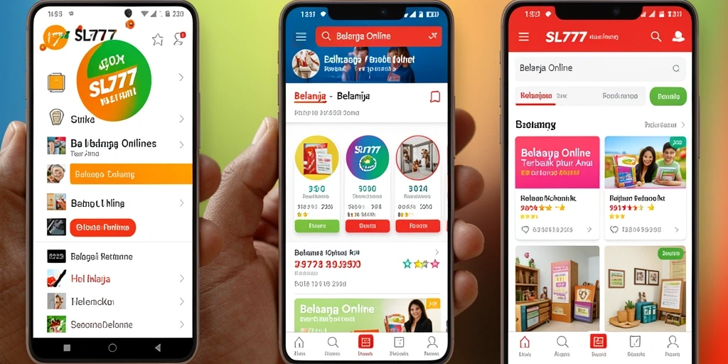Tampilan antarmuka aplikasi SL777 saat berbelanja online.