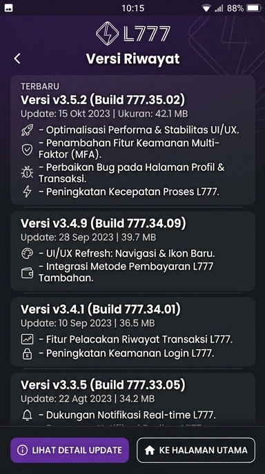 Riwayat Versi l777 untuk Pengguna Android Indonesia